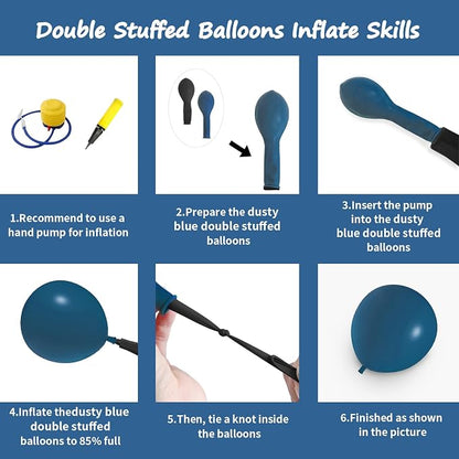 Double Stuffed Dusty Blue Balloon Garland Arch Kit | 18/12/10/5inch Different - Image 2