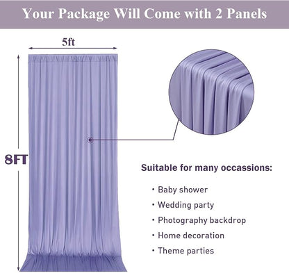 10x8 ft Wrinkle Free Lavender Light Purple Backdrop Curtain Drapes, Polyester - Image 5