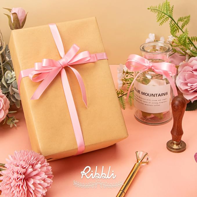 Ribbli Double Faced Pink Satin Ribbon, 3/8” x Continuous 25 Yards, Use - Image 3