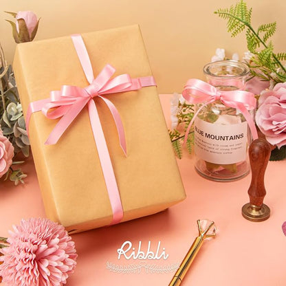 Ribbli Double Faced Pink Satin Ribbon, 3/8” x Continuous 25 Yards, Use - Image 3
