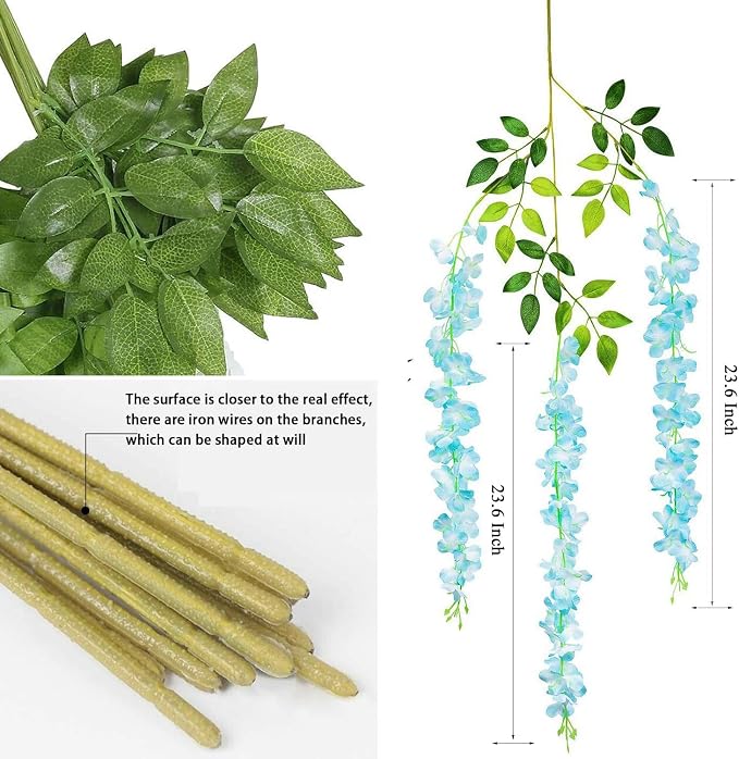 Artificial Wisteria Hanging Flowers Fake Wisteria Flower Garland Silk Vines - Image 6