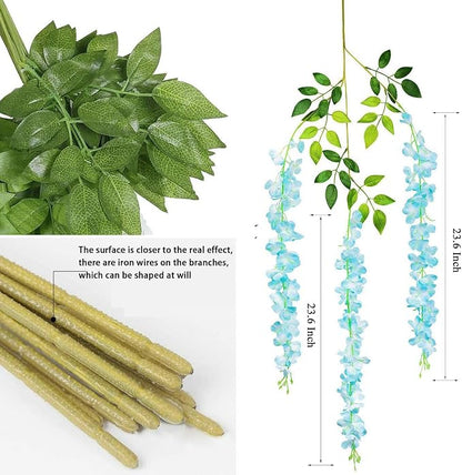 Artificial Wisteria Hanging Flowers-Fake Wisteria Flower Garland Silk Vines - Image 6