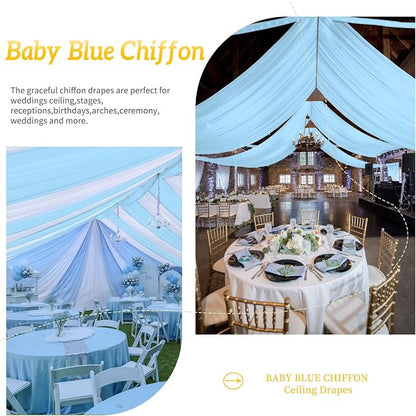 6 Panels Baby Blue Ceiling Drapes - Image 8