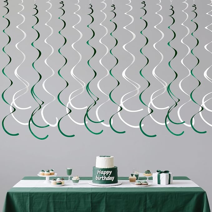 36 Pcs Green White Hanging Swirl Decorations Felt Swirl Streamer Spiral Ceiling - Image 6