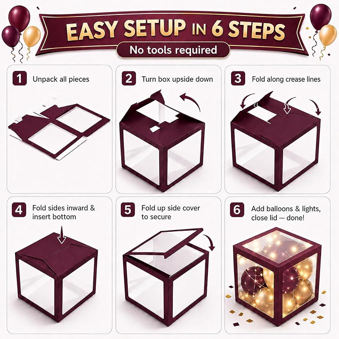 Graduation Decorations Class of 2026 Maroon Balloon Boxes and Arch Garland Kit - Image 5