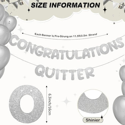 Fulmoon Pre Strung Congratulations Quitter Glitter Banner Funny Retirement - Image 2