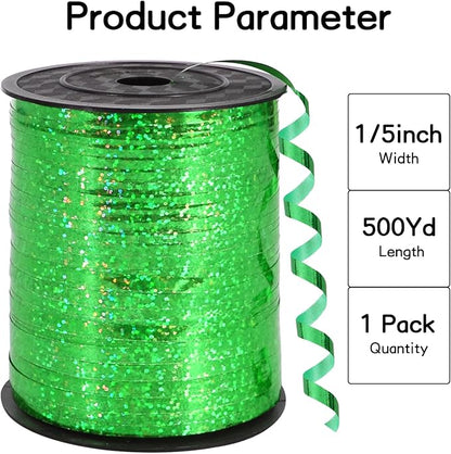 BEISHIDA 500 Yards Green Crimped Curling Ribbon Balloon String, Shiny Metallic - Image 2