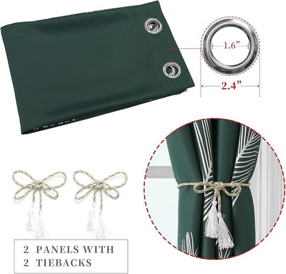 Green Blackout Curtains for Living Room 102 Inches Long, Room Darkening Energy - Image 4
