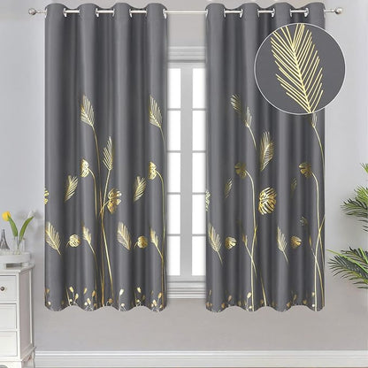 Palm Leaves Blackout Curtains 63 inch Length 2 Panels by ESTELARTEXTILER