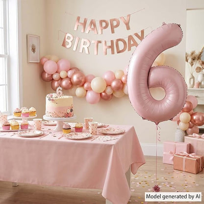 Baby Pink Number 6 Balloon 40 Inch, Foil Digit Milestone Party Supplies | - Image 7