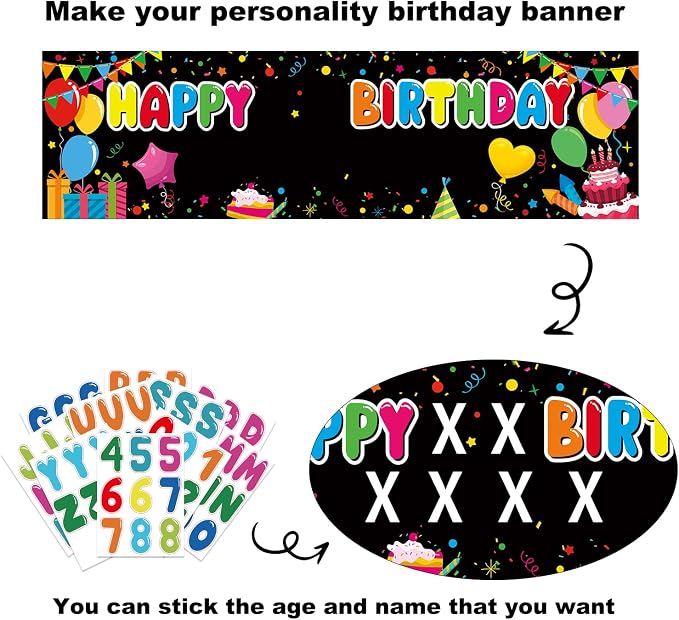 Personalized Birthday Banner For Party, Name And Ages DIY Banner Includes - Image 3
