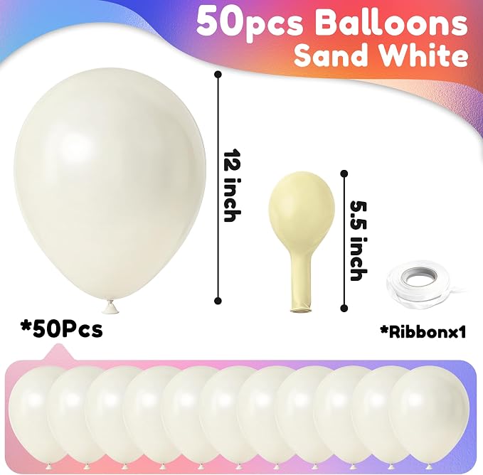 Sand White Balloons, Baby Shower, Anniversary, Graduation, Wedding Decorations - Image 2