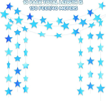 Patelai 130 ft Star Garland Banner Decor, Holographic Blue - Image 2