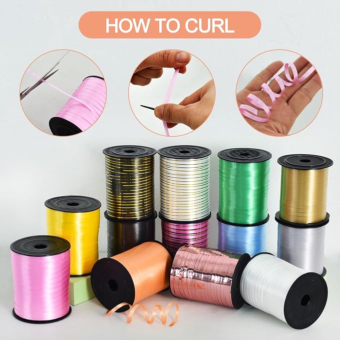 TONIFUL 500 Yards Curling Ribbon-Balloon Ribbon-Shiny Rose Gold Metallic String - Image 3