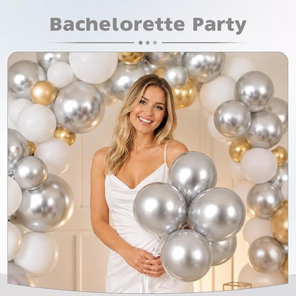 Metallic Silver Balloons 12 Inch Chrome Silver Helium Party Balloon | 30 pcs - Image 4