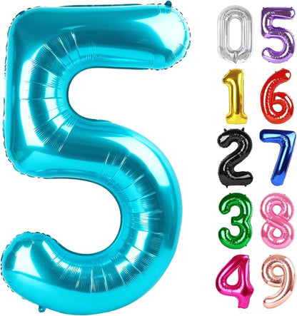 Light Blue Number 5 Balloon 40 Inch, 5th Birthday Decorations Men Women | Foil by IWERP