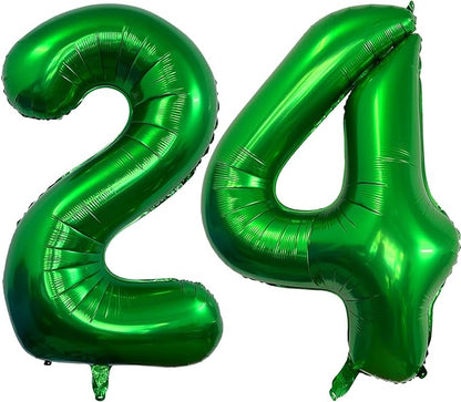 Number 24 Dark Green Balloons 40 Inch Giant Green 24 or 42 Numer Foil Helium by LHOAVWE