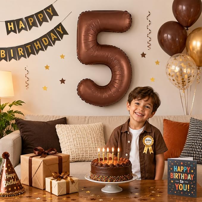 40 Inch Dark Brown Numbers 9 Balloons, Large Self Inflating Chocolate Brown - Image 4