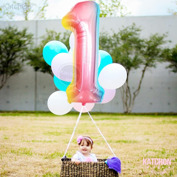 KatchOn Number One Balloon for First Birthday 40 Inch | Rainbow Number 1 - Image 6