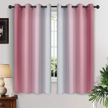 Yakamok Ombre Curtains Pink and Greyish White by Yakamok