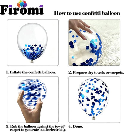 Firomi Metallic Silver Navy Blue Balloons Set 12 inch 70pcs | Dark Blue and - Image 6