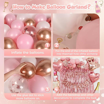 Piece Rose Gold Birthday Decorations - Image 3