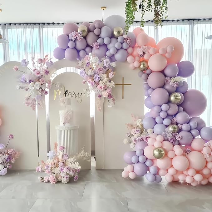 412pcs Pastel Purple Balloon Garland Arch Kit 18 12 10 5 Inch Different Sizes - Image 6