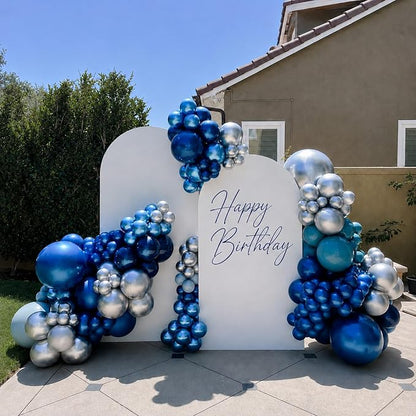 Metallic Blue Silver Balloon, 60 Packs 12 Inch Different Shades Chrome Blue - Image 3