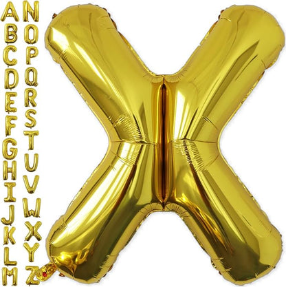 VHUWE 40 inch Gold Letter X Balloon, Big Size Alphabet Foil Mylar Helium by VHUWE