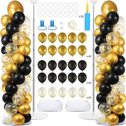 2 Set Black and Gold Balloons Column Stand Kit by Naozinebi