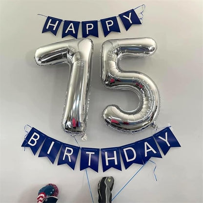 40 Inch Silver Large Numbers Balloons 5, Self Inflating Digit 5 Helium Balloons - Image 4