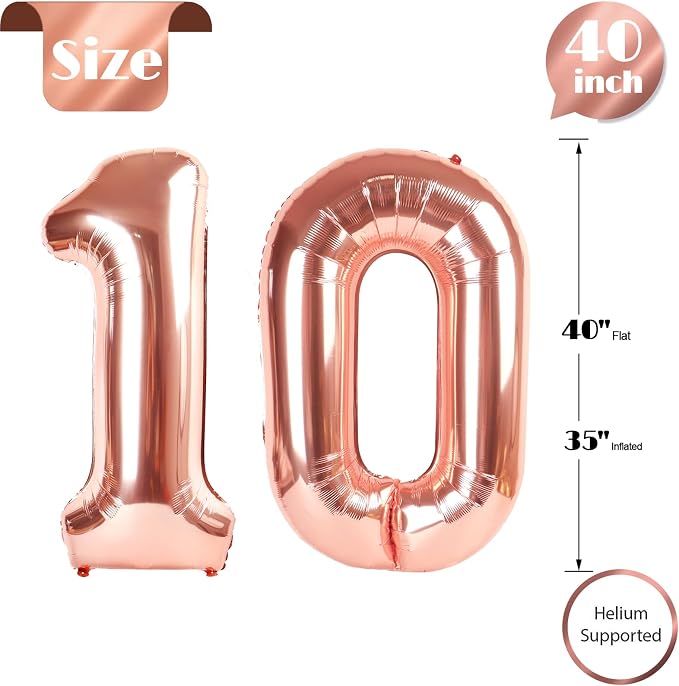 Rose Gold Number 10 Balloon 40 Inch - Image 5