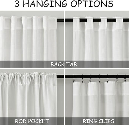 Linen Off White Curtains 144 inch Extra Long - Image 4
