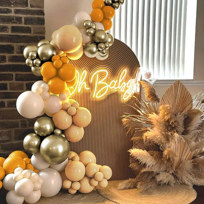 Yellow White Nude Gold Balloon Garland Arch Kit - Image 6