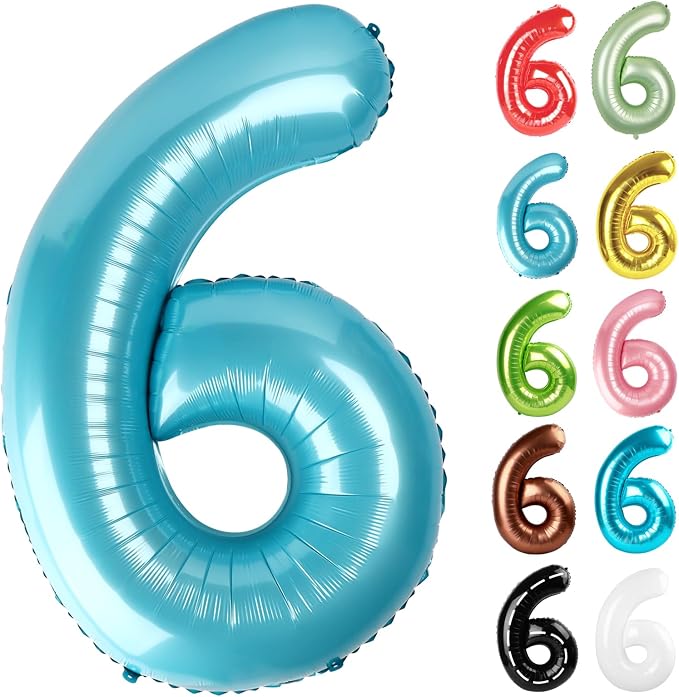 Pearl Blue Number 6 Balloon 40 Inch by IWERP