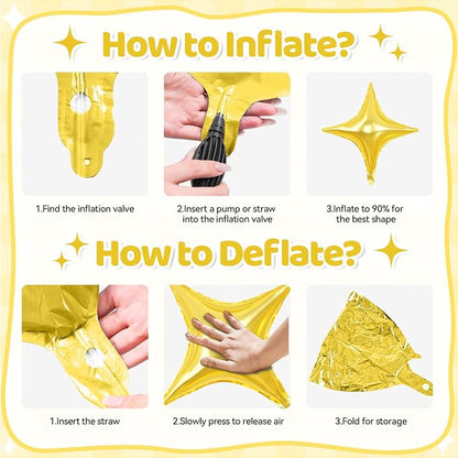 Gold Silver Star Balloons, 26 Inch and 10 Inch Gold Stars Shaped Balloon - Image 8