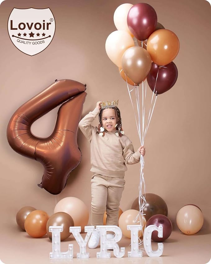40 Inch Coffee Brown Number 3 Balloon Large Size Jumbo Digit Mylar Foil Retro - Image 5