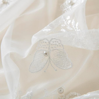 White Sheer Voile Curtains White Embossed Butterflies 72 Inches | Light - Image 5