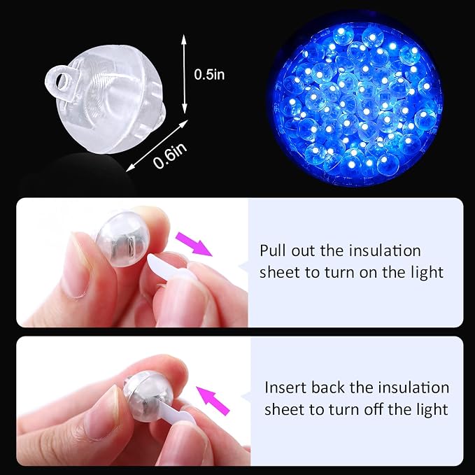 ZGWJ 50PCs Blue Balloon Lights Mini, Battery Powered, Long Standby Time - Image 3
