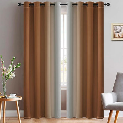 Yakamok Ombre Curtains Burnt Orange and Greyish White by Yakamok
