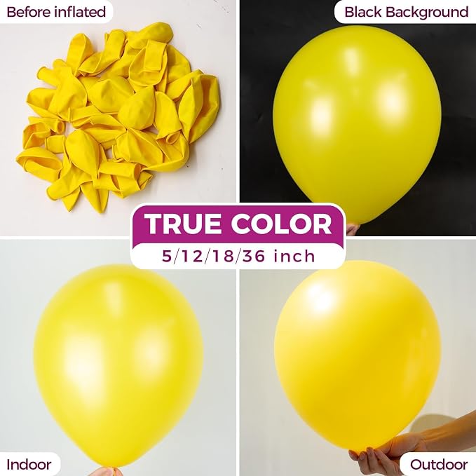 Bezente Yellow Giant Latex Round Balloons 36 Inch 8 Pack | Yellow Balloons - Image 2