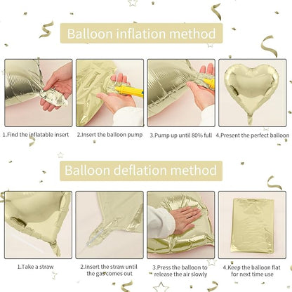 Biapian Pastel Gold Heart Balloons - Image 3