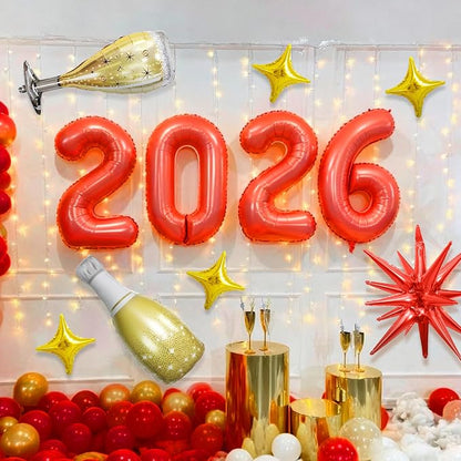 Red 2026 Balloons, 40 Inch Number 2026 Red Foil Balloons - Image 6