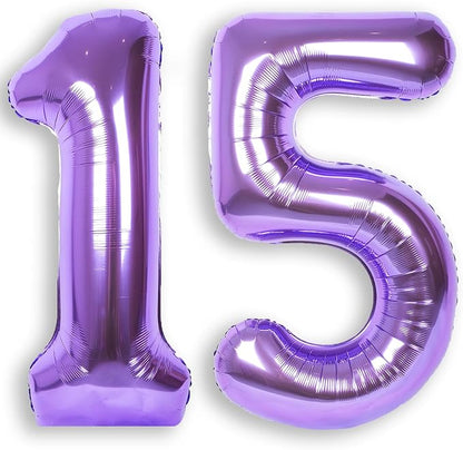 RainbowQ Purple 15 Balloon Number 40 Inch 0-40 Foil Large Balloons | Big Mylar by RainbowQParty