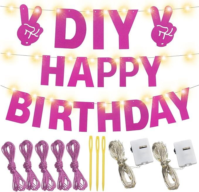 175Pcs DIY Glitter Customizable Banner Kit Custom Banner DIY Happy Birthday - Image 2