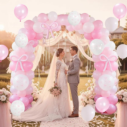 Pink Bow Balloons, 12Inch Transparent Bowknot Print Helium Balloon - Image 8