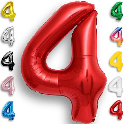 Red Number Balloon 4 Mylar Foil Balloons 16 inch by Unknown