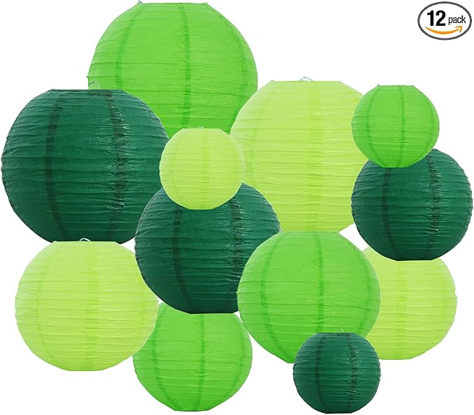 BEISHIDA Green Mix Paper Lanterns 12Pcs 6/8/10/12 Inch Round Chinese Lamp | by Beishida