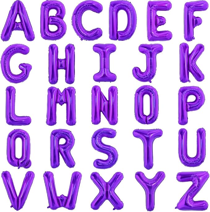 TONIFUL Orange Purple Balloons 2 Set 16 Inch A-Z Custom Alphabet Banner | 52 by TONIFUL