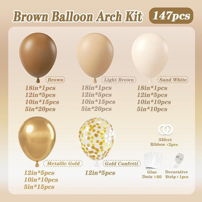 147pcs Brown Balloon Arch Garland Kit - Image 2